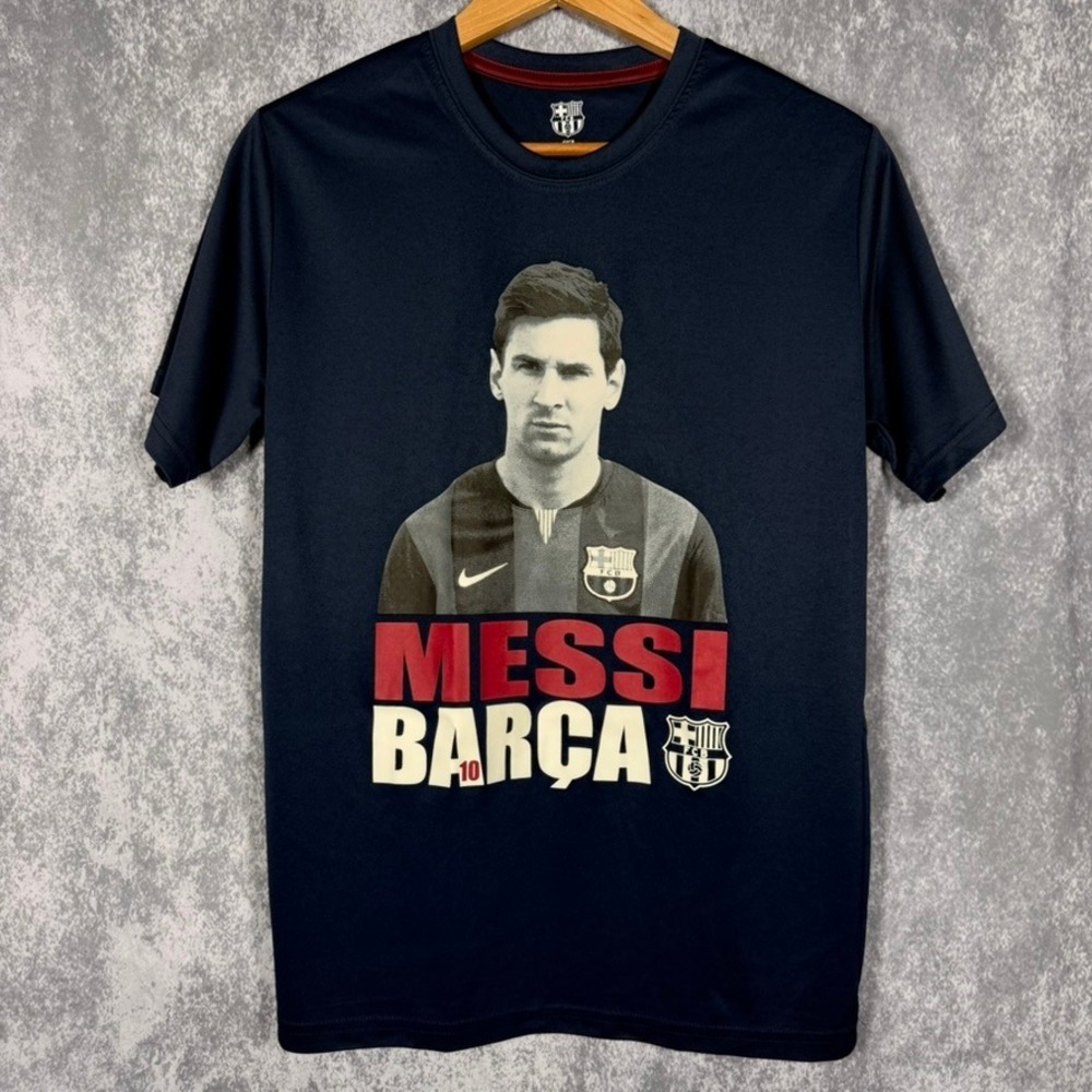FC Barcelona Lionel Messi Graphic T-Shirt Mens Size M Navy Blue